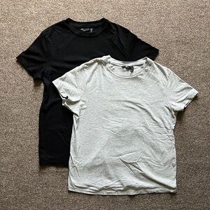 2 Pack 100% Cotton Short Sleeve T-Shirts Black & Light Heather Grey Size 0 / XS